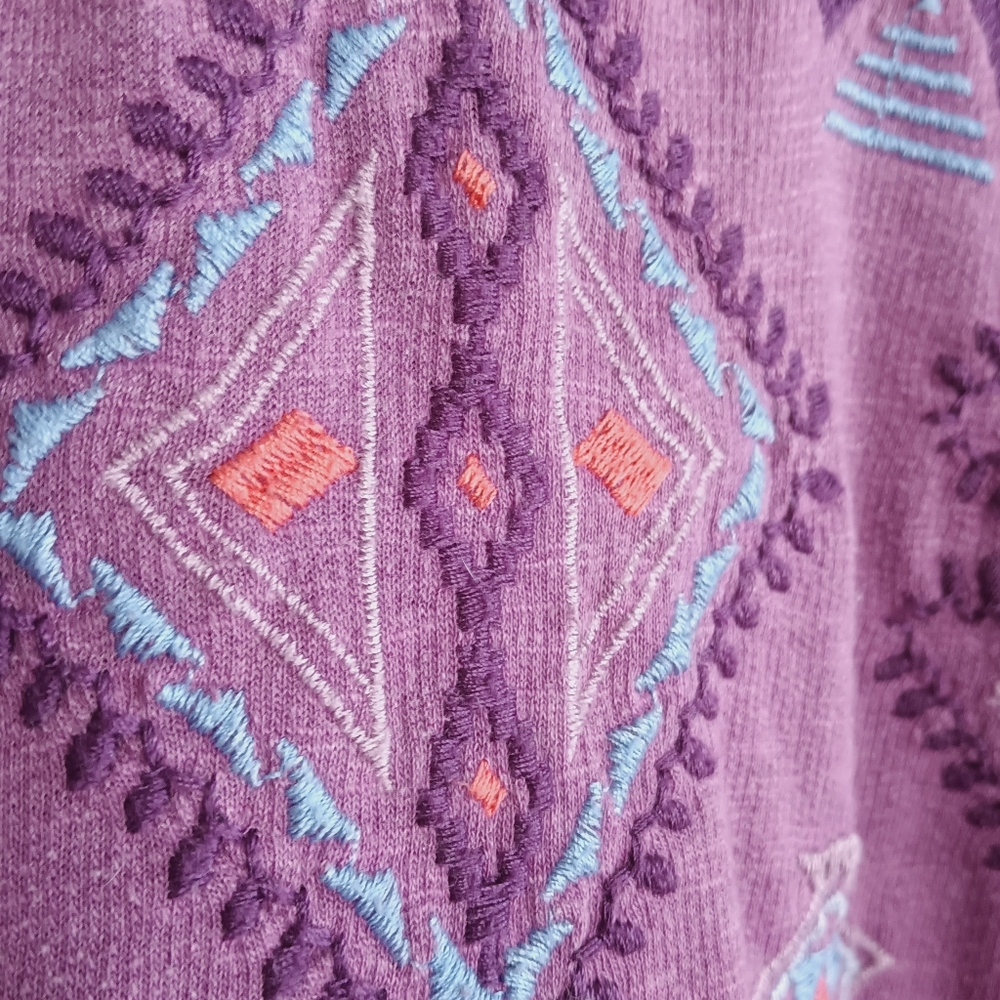 Sonoma Purple Western Sweatshirt Boho Aztec Embroidered Cowgirl Long Sleeve - Picture 8 of 11